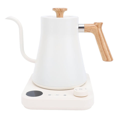 Electric Gooseneck Kettle 1200W 304 Stainless Steel Precise Temperature Control Teapot Pour Over Coffee Kettle with LCD Screen Timer for Home White US Plug 110V