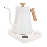 Electric Gooseneck Kettle 1200W 304 Stainless Steel Precise Temperature Control Teapot Pour Over Coffee Kettle with LCD Screen Timer for Home White US Plug 110V