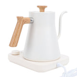 Electric Gooseneck Kettle 1200W 304 Stainless Steel Precise Temperature Control Teapot Pour Over Coffee Kettle with LCD Screen Timer for Home White US Plug 110V