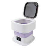 Portable Washing Machine 11.5L Large Capacity 3 Modes LCD Touch Screen Folding Mini Clothes Washer for Underwear Baby Clothes Socks Purple US Plug 100‑240V