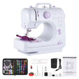 Sewing Machine for Beginners with 137 Piece Accessories Portable Mini Electric Handheld Multifunctional Beginner Kit Built-in 12 Stitches 2 Speed Auto Winding Storage Drawer Light and Pedal US Plug 110V