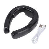 Portable Neck Fan Cooling and Heating Dual Use 3 Speeds Semiconductor Quiet Lightweight Battery Operated Wearable Fan for Beach Glossy Black
