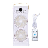 Dual Fan Mist Cooling Fan with Humidifier 6 Nozzles 360 Degree Adjustable Low Sound USB C Portable for Home Office White 2400mAh