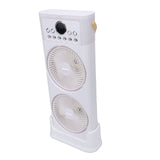 Dual Fan Mist Cooling Fan with Humidifier 6 Nozzles 360 Degree Adjustable Low Sound USB C Portable for Home Office White 2400mAh
