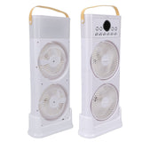 Dual Fan Mist Cooling Fan with Humidifier 6 Nozzles 360 Degree Adjustable Low Sound USB C Portable for Home Office White 2400mAh