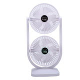 Dual Head Desk Fan USB Rechargeable 3 Speed Portable Electric Floor Fan for Home Office Dorm Travel White In Australia - Darrahopens