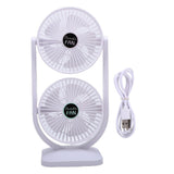 Dual Head Desk Fan USB Rechargeable 3 Speed Portable Electric Floor Fan for Home Office Dorm Travel White In Australia - Darrahopens