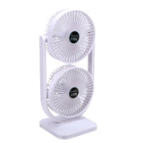 Dual Head Desk Fan USB Rechargeable 3 Speed Portable Electric Floor Fan for Home Office Dorm Travel White In Australia - Darrahopens
