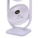 Dual Head Desk Fan USB Rechargeable 3 Speed Portable Electric Floor Fan for Home Office Dorm Travel White In Australia - Darrahopens