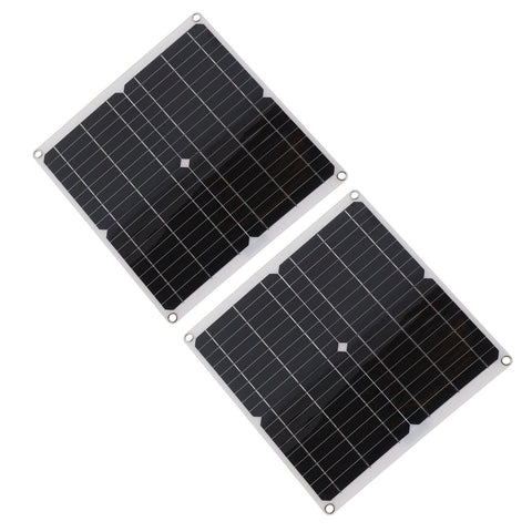 2Pcs 20V 25W Flexible Solar Panel Module with 20A Solar Controller Cable Battery Clip