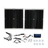 2Pcs 25W Solar Powered Panel 20V 40A Solar Charge Controller Photovoltaic System Set for Boat Car