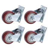 4PCS Heavy Caster 360° Rotation Plate PU Universal Wheel for Furniture Shopping Cart3in 220lb Single Load Capacity
