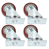 4PCS Heavy Caster 360° Rotation Plate PU Universal Wheel for Furniture Shopping Cart3in 220lb Single Load Capacity
