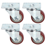 4PCS Heavy Caster 360° Rotation Plate PU Universal Wheel for Furniture Shopping Cart3in 220lb Single Load Capacity