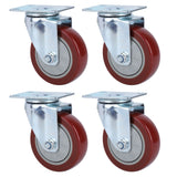 4PCS Heavy Caster 360° Rotation Plate PU Universal Wheel for Furniture Shopping Cart4in 242lb Single Load Capacity