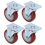 4PCS Heavy Caster 360° Rotation Plate PU Universal Wheel for Furniture Shopping Cart4in 242lb Single Load Capacity