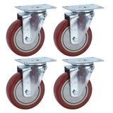 4PCS Heavy Caster 360° Rotation Plate PU Universal Wheel for Furniture Shopping Cart4in 242lb Single Load Capacity