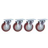 4PCS Heavy Caster 360° Rotation Plate PU Universal Wheel for Furniture Shopping Cart4in 242lb Single Load Capacity