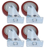 4PCS Heavy Caster 360° Rotation Plate PU Universal Wheel for Furniture Shopping Cart4in 242lb Single Load Capacity