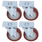 4PCS Heavy Caster 360° Rotation Plate PU Universal Wheel for Furniture Shopping Cart4in 242lb Single Load Capacity