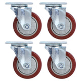 4PCS Heavy Caster 360° Rotation Plate PU Universal Wheel for Furniture Shopping Cart4in 242lb Single Load Capacity