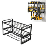 Drill Organizer Black Drill Holder 150lb Load Bearing Wall Mount Tool Rack with Full Accessories for Garage Workshop