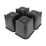 4 Pcs 8in Black Trapezoid Heavy Duty Bed Chair Risers Feet Leg Lift Furniture Extra Raisers Stand Black