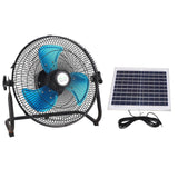 Solar Powered Floor Fan 15W 12 Gear Speed Digital Display Rechargeable Floor Fan for Outdoor Camping Fishing 100‑240V US Plug