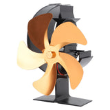 5 Blades Wood Stove Fan With Heat Shield Thermometer Aluminum Alloy Quiet Operation Heat Powered Fireplace Fan Gold