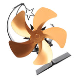 5 Blades Wood Stove Fan With Heat Shield Thermometer Aluminum Alloy Quiet Operation Heat Powered Fireplace Fan Gold