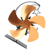 5 Blades Wood Stove Fan With Heat Shield Thermometer Aluminum Alloy Quiet Operation Heat Powered Fireplace Fan Gold