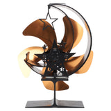 5 Blades Wood Stove Fan With Heat Shield Thermometer Aluminum Alloy Quiet Operation Heat Powered Fireplace Fan Gold