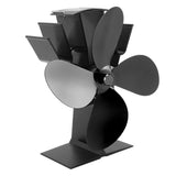 4 Blade Heat Powered Stove Fan With Heat Shield Thermometer Aluminum Alloy Noiseless Heat Powered Fireplace Fan for Wood Burning Stove Black