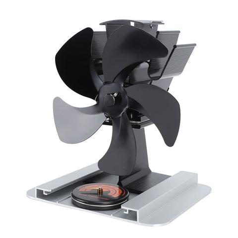 Heat Powered Stove Fan 5 Blade Aluminum Alloy Vertical Thermal Powered Fireplace Fan with Temperature Gauge for Kerosene Stove Wood Stove Black In Australia - Darrahopens