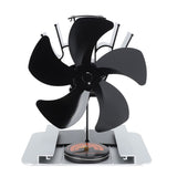 Heat Powered Stove Fan 5 Blade Aluminum Alloy Vertical Thermal Powered Fireplace Fan with Temperature Gauge for Kerosene Stove Wood Stove Black In Australia - Darrahopens