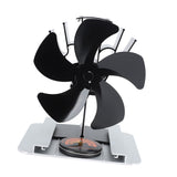 Heat Powered Stove Fan 5 Blade Aluminum Alloy Vertical Thermal Powered Fireplace Fan with Temperature Gauge for Kerosene Stove Wood Stove Black