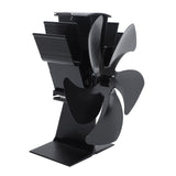 Heat Powered Stove Fan 5 Blade Aluminum Alloy Vertical Thermal Powered Fireplace Fan with Temperature Gauge for Kerosene Stove Wood Stove Black