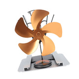 Heat Powered Stove Fan 5 Blade Aluminum Alloy Vertical Thermal Powered Fireplace Fan with Temperature Gauge for Kerosene Stove Wood Stove Gold In Australia - Darrahopens