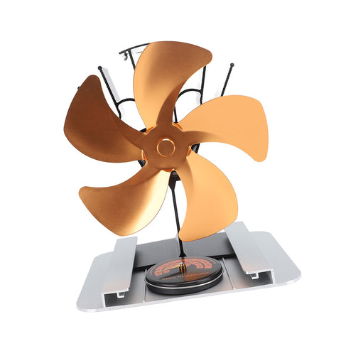 Heat Powered Stove Fan 5 Blade Aluminum Alloy Vertical Thermal Powered Fireplace Fan with Temperature Gauge for Kerosene Stove Wood Stove Gold In Australia - Darrahopens