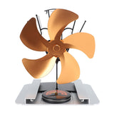 Heat Powered Stove Fan 5 Blade Aluminum Alloy Vertical Thermal Powered Fireplace Fan with Temperature Gauge for Kerosene Stove Wood Stove Gold In Australia - Darrahopens