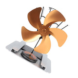 Heat Powered Stove Fan 5 Blade Aluminum Alloy Vertical Thermal Powered Fireplace Fan with Temperature Gauge for Kerosene Stove Wood Stove Gold