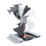 Heat Powered Stove Fan 5 Blade Aluminum Alloy Vertical Thermal Powered Fireplace Fan with Temperature Gauge for Kerosene Stove Wood Stove Silver In Australia - Darrahopens