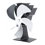 Heat Powered Stove Fan 5 Blade Aluminum Alloy Vertical Thermal Powered Fireplace Fan with Temperature Gauge for Kerosene Stove Wood Stove Silver