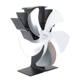 Heat Powered Stove Fan 5 Blade Aluminum Alloy Vertical Thermal Powered Fireplace Fan with Temperature Gauge for Kerosene Stove Wood Stove Silver