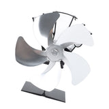 Heat Powered Stove Fan 5 Blade Aluminum Alloy Vertical Thermal Powered Fireplace Fan with Temperature Gauge for Kerosene Stove Wood Stove Silver