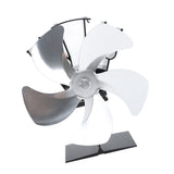 Heat Powered Stove Fan 5 Blade Aluminum Alloy Vertical Thermal Powered Fireplace Fan with Temperature Gauge for Kerosene Stove Wood Stove Silver