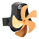 5 Blade Wall Hanging Fireplace Fan Aluminum Alloy Magnetic Silent Heat Powered Hanging Stove Fans for Gas Stoves Gold