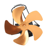 5 Blade Wall Hanging Fireplace Fan Aluminum Alloy Magnetic Silent Heat Powered Hanging Stove Fans for Gas Stoves Gold