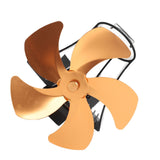 5 Blade Wall Hanging Fireplace Fan Aluminum Alloy Magnetic Silent Heat Powered Hanging Stove Fans for Gas Stoves Gold