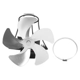 5 Blade Wall Hanging Fireplace Fan Aluminum Alloy Magnetic Silent Heat Powered Hanging Stove Fans for Gas Stoves Silver